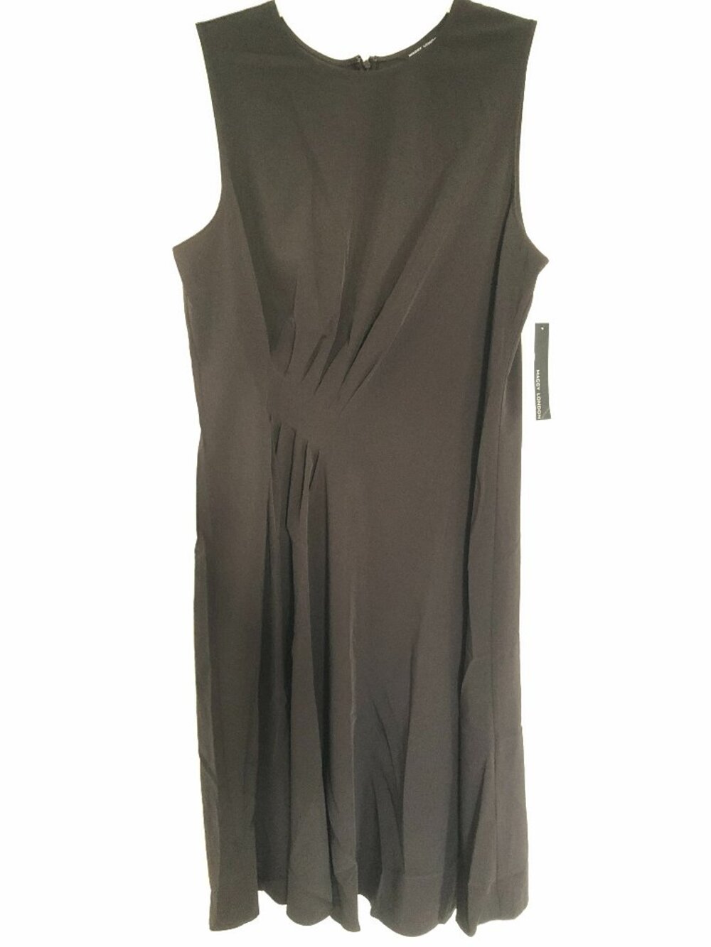 Maggy London Sleeveless Midi Dress-Fitted Bodice Asymmetrical Pleating Size 18